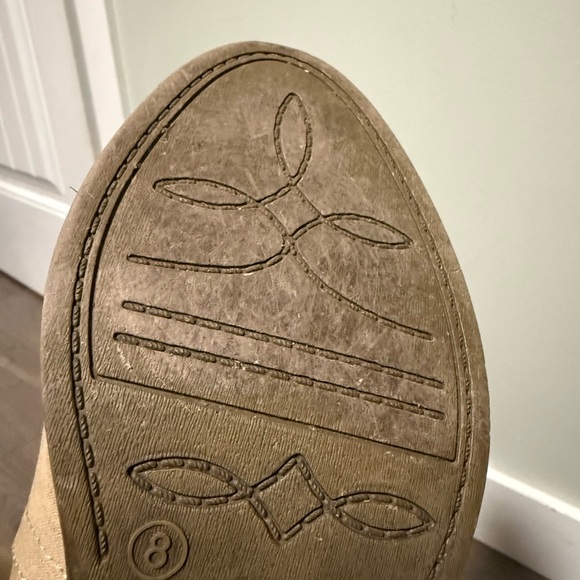 American Eagle Fringe  Faux Suede Ankle Boots Booties - Tan - 8 - Picture 5 of 5